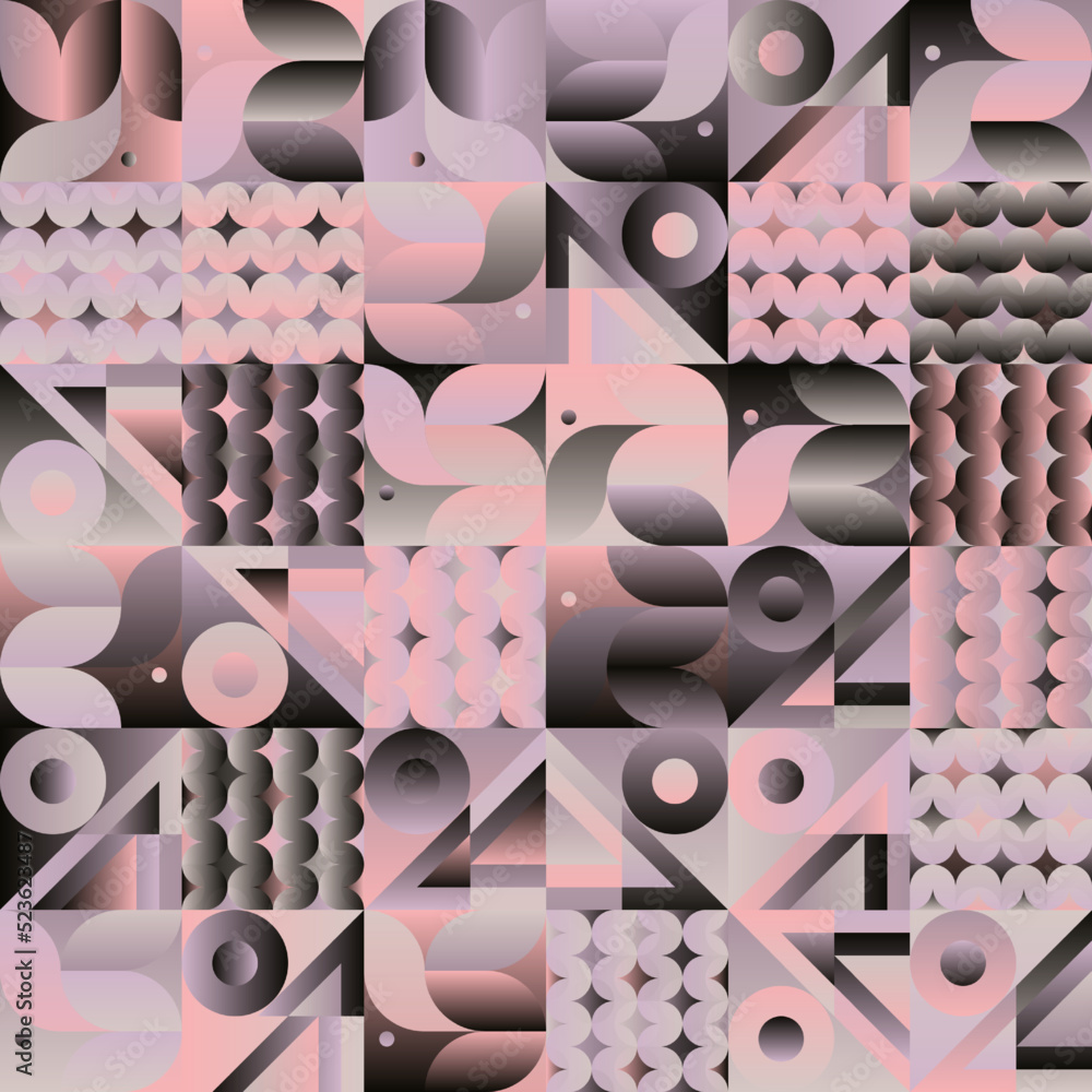 Poster bizarre gradient vector seamless pattern graphics with abstract geometric shapes and geometry forms