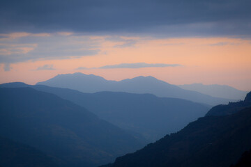 Naklejka na ściany i meble The majestic Himalayas at the sunset time, Nepal
