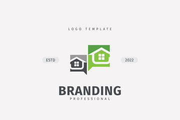 Home Talk Vector Logo Concept Real Estate Renovation Modern Structure Architecture