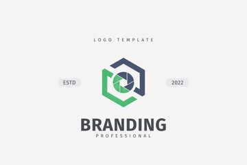 Hexagon Shutter Multimedia Production Vector Logo Concept