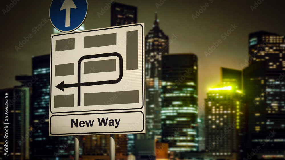 Wall mural Street Sign New Way