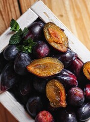 fresh figs on a wooden plate