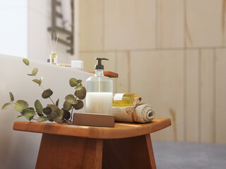 3d close up render of spa,wellness,skin care treatments.3d mock up illustration concept for face massage tutorial,natural products,cosmetics,self care,mobile website.Professional beauty salon ad,promo