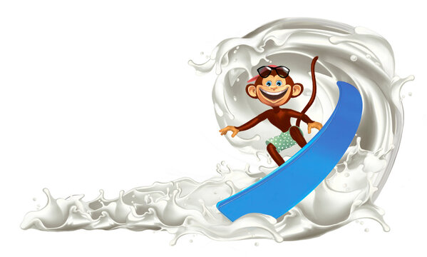 funny monkey and milk wave