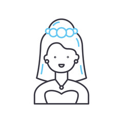 bride line icon, outline symbol, vector illustration, concept sign