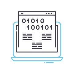 binary code line icon, outline symbol, vector illustration, concept sign