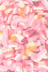 Assorted gummy candies. Top view. Jelly  sweets.