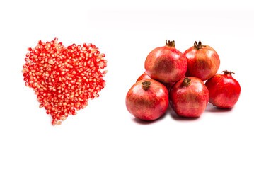 Sweet pomegranate isolated on white background.