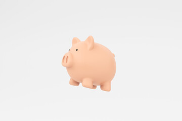 Cute piggy bank on white background. 3d illustration.