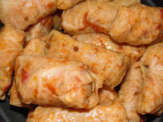 Cabbage rolls with rice and other vegetables. Made in Maramures, Romania