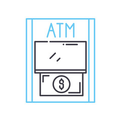 atm line icon, outline symbol, vector illustration, concept sign