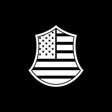 US flag shield icon isolated on dark background