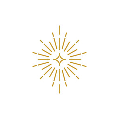 Obraz premium Shining star flat line icon. Firework, twinkle, glow, sparkle, vector illustration. Contour mark for website, application, or icon.