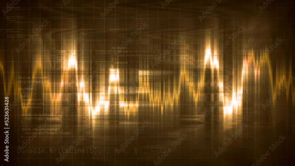 Poster digital waveform equalizer on a black background. motion. technological abstract element of a futuri