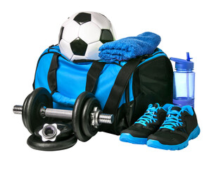 Sports bag with sports equipment
