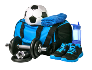 Sports bag with sports equipment