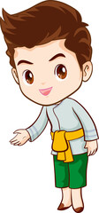 man cartoon thai traditional Outfit character