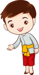 man cartoon thai traditional Outfit character