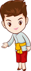 Fototapeta premium man cartoon thai traditional Outfit character