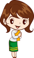 woman cartoon thai traditional Outfit character