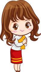 woman cartoon thai traditional Outfit character