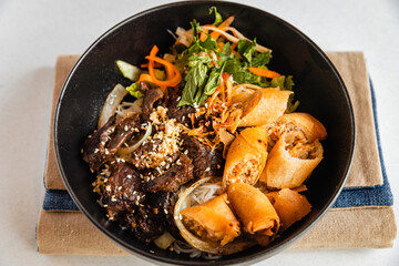 Vietnam grilled beef noodle salad