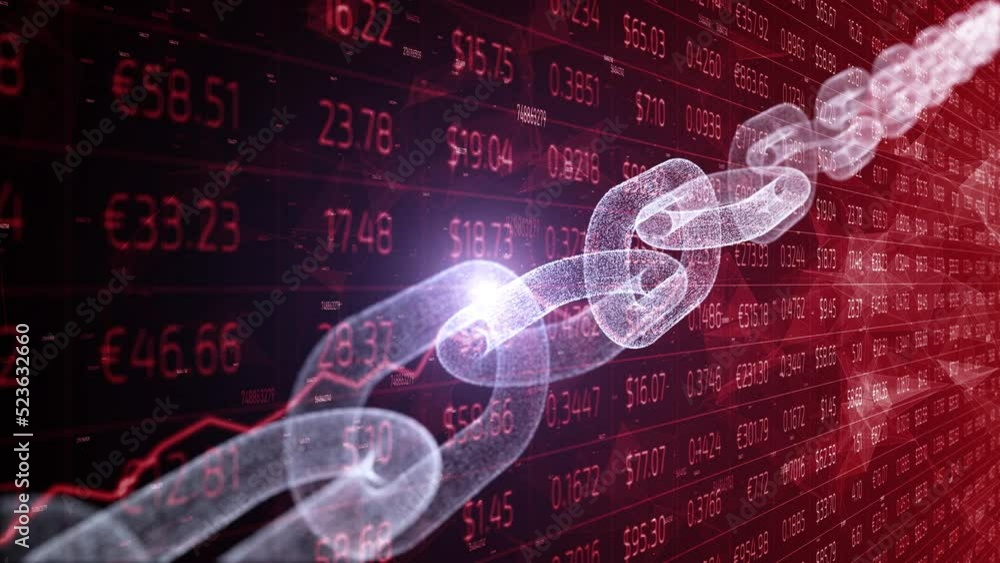 Poster digital business data and crypto chain motion network.