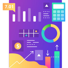 Vector financial data analytics in chart icon