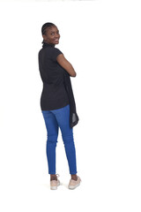 woman turned on white background