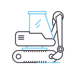 backhoe line icon, outline symbol, vector illustration, concept sign