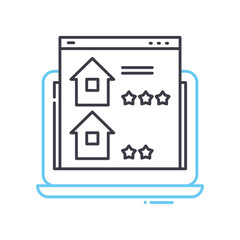 accomodation search line icon, outline symbol, vector illustration, concept sign