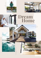 Composition of dream home text over house screens and diverse women