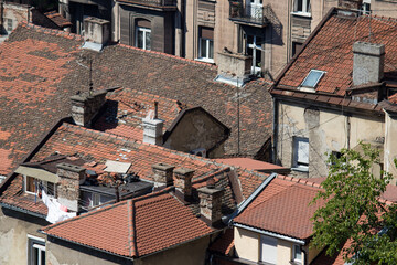 Obraz premium City roof tops of Belgrade city downtown, capital of Serbia