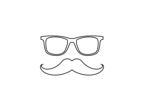 Mustache, glasses icon. Vector illustration.