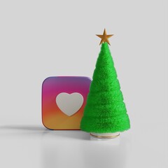 New Year's picture for a post on social networks with congratulations. Christmas Like Contest. 3d rendering.