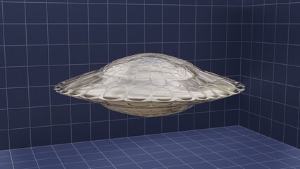 UFO shapeshifting. View 1 . Shapeshifting UAP. Alien vehicle . Transforming UFO. .3d render illustration