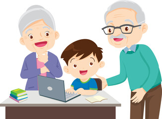 Grandparents,elderly people,grandfather and grandmother, characters in various activities
