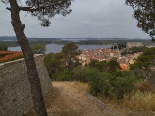 Fototapeta na wymiar sibenik fort above the historical city in croatia