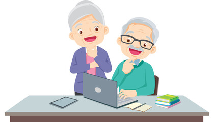 Grandparents,elderly people,grandfather and grandmother, characters in various activities