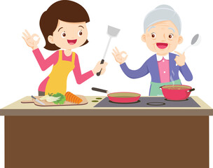 Grandparents,elderly people,grandfather and grandmother, characters in various activities