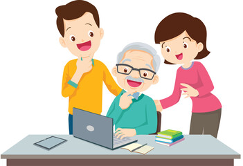 Grandparents,elderly people,grandfather and grandmother, characters in various activities