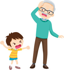 Grandparents,elderly people,grandfather and grandmother, characters in various activities