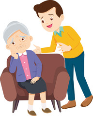 Obraz premium Grandparents,elderly people,grandfather and grandmother, characters in various activities