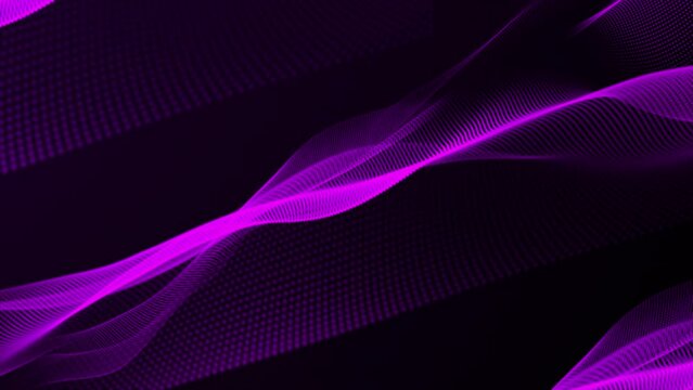 Animated purple color wavy pattern particles background 