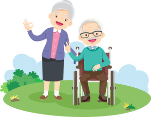 Grandparents,elderly people,grandfather and grandmother, characters in various activities