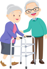 Fototapeta premium Grandparents,elderly people,grandfather and grandmother, characters in various activities