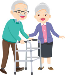 Grandparents,elderly people,grandfather and grandmother, characters in various activities