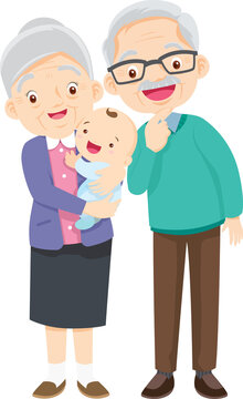 Grandparents,elderly people,grandfather and grandmother, characters in various activities