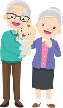 Grandparents,elderly people,grandfather and grandmother, characters in various activities