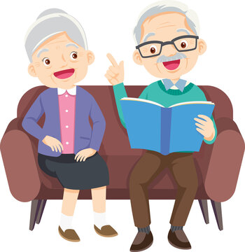 Grandparents,elderly people,grandfather and grandmother, characters in various activities